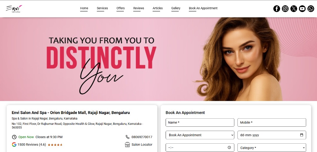 Envi Salon & Spa live website benchmark preview