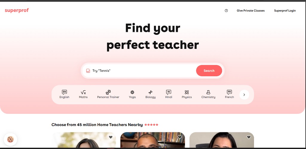 Superprof live website benchmark preview