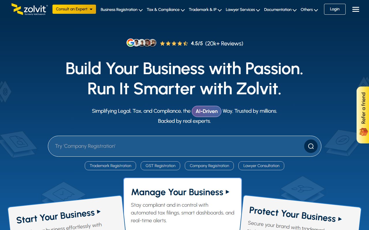 Vakilsearch live website benchmark preview