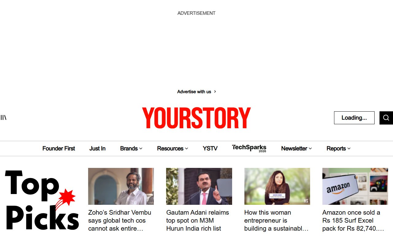 YourStory live website benchmark preview