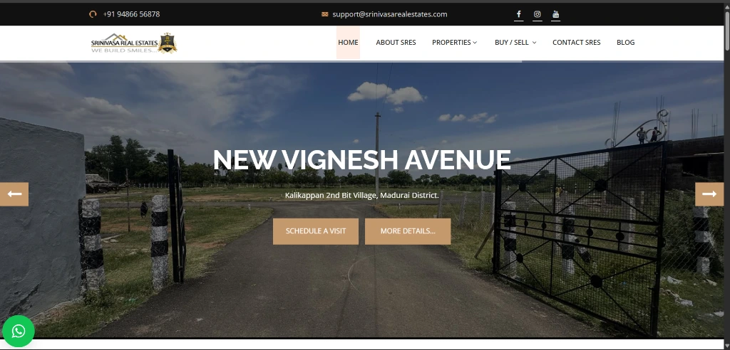 Srinivasa Real Estates - Custom Website & Web App Case Study by WEBBUILDLABS